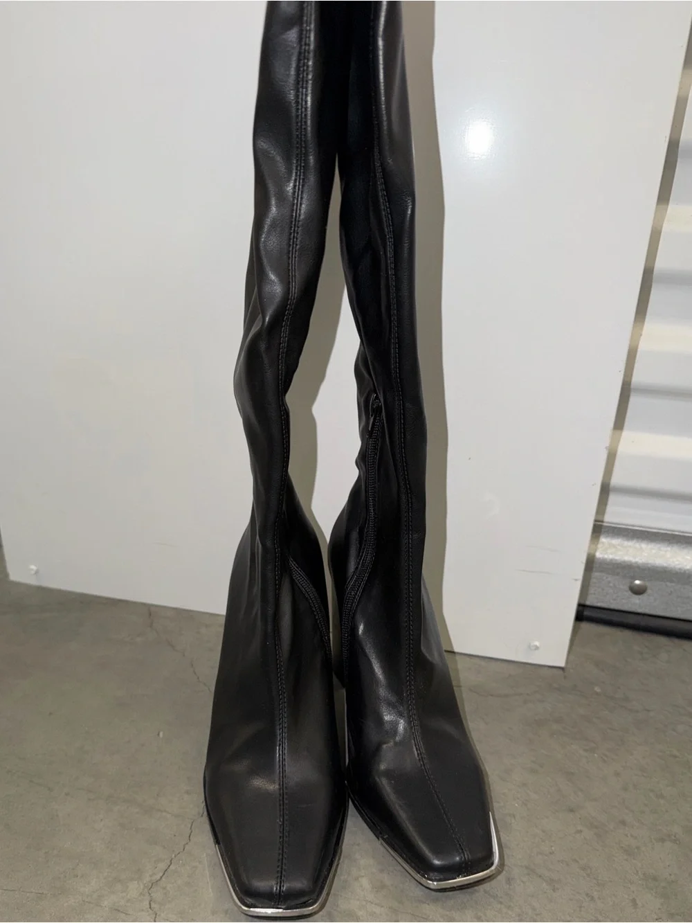 Steve Madden Fedora Leather Knee High Boots in Black